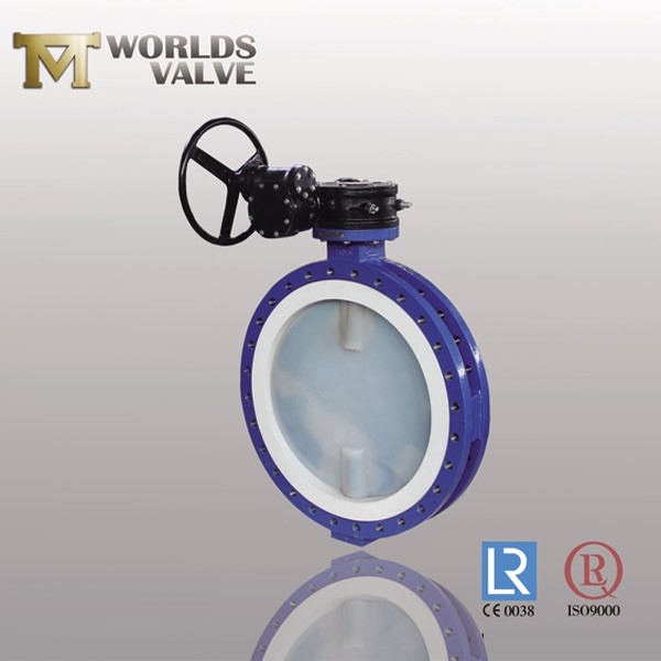 PTFE Lined Plate Double Flanged Type Butterfly Valve