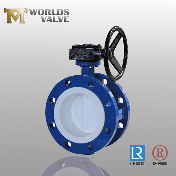 Full PFA Lining Double Flanged Type Butterfly Valve