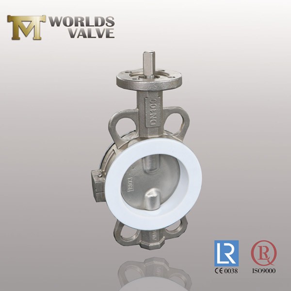 PFA Lining Wafer Type Stainless Steel Butterfly Valve