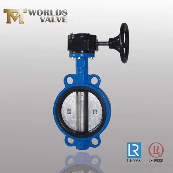 Rubber Seated Ductile Iron Gear Wafer Butterfly Valve